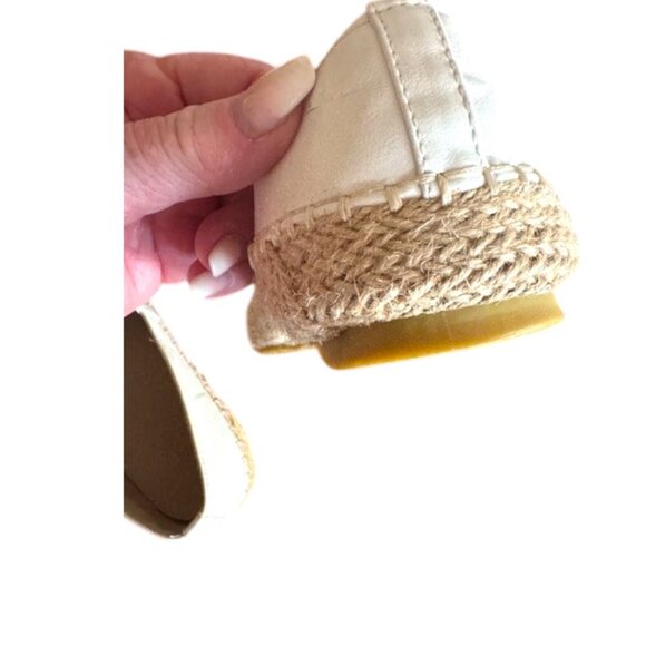 Cute Canvas White/Black Cap Toe Espadrille Slip -On Flats Sz 8 #05 - Picture 2 of 10